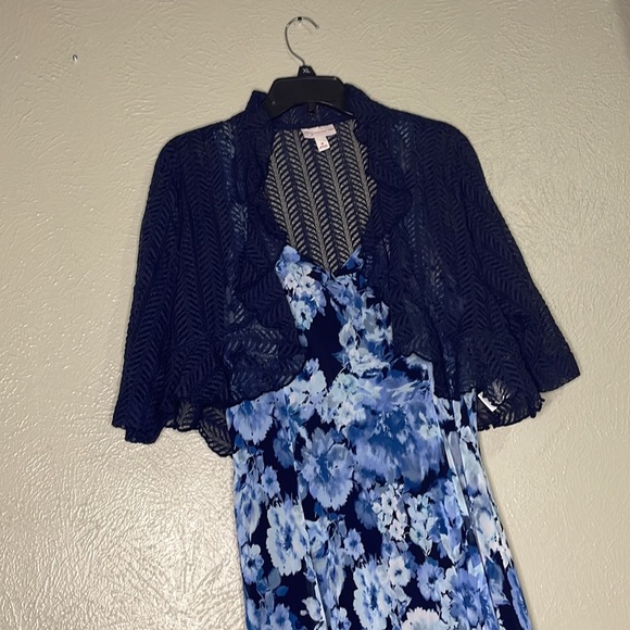 D B Established 1962 Blue Floral Dress 2 piece size 16 - Picture 3 of 12